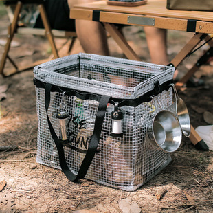 Outdoor storage box camping clothes finishing box toy sundries snack tableware pp transparent foldable storage box