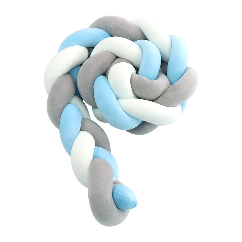 Protector de Barandilla de Cama con Trenza de Tres Hebras, Decoración de Barandilla de Cama para Bebés y Niños, Almohada Anudada de Estilo Europeo Tejida a Mano Estilo Ins.