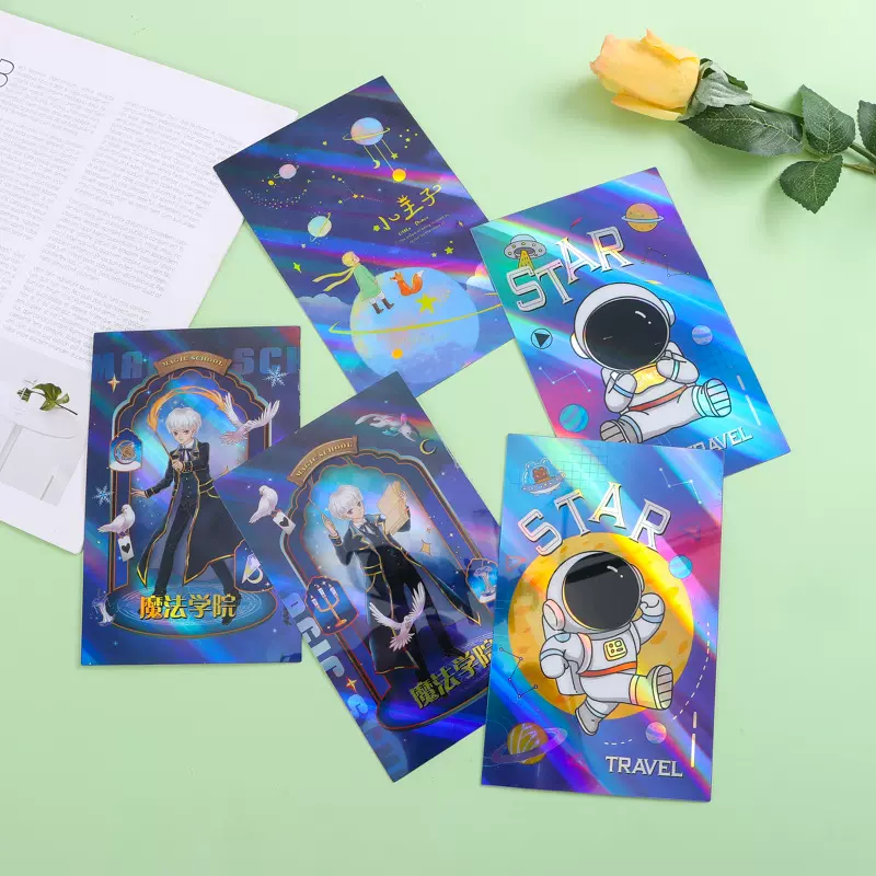 pet光栅3d立体小小宇航员卡通明信片pp光栅diy定制动漫明星明信片