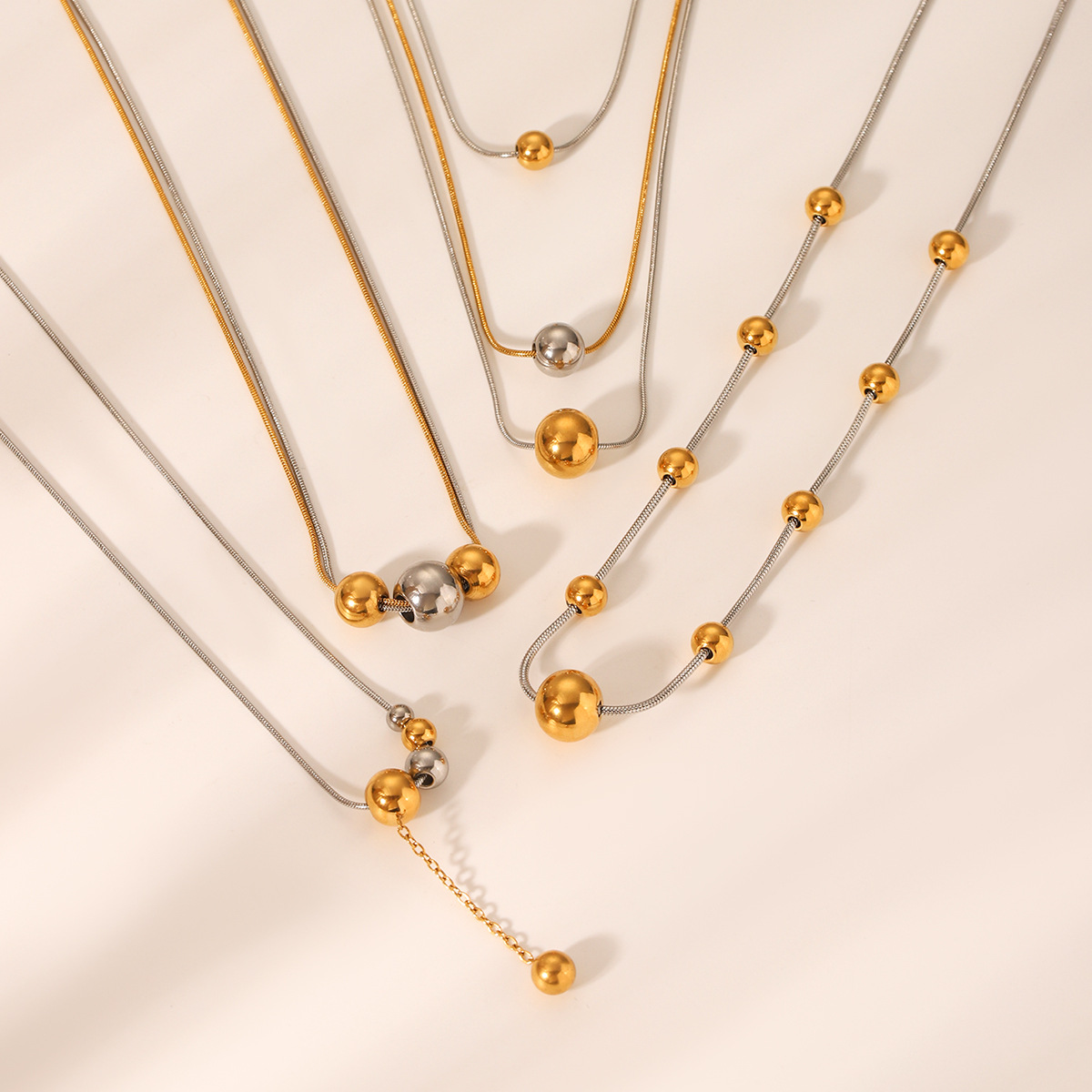 304 Stainless Steel Pendant Material PVD Coated Real Gold Plated Round 304 Stainless Steel Vintage Style Waterproof Non Tarnish 304 Stainless Steel Lobster Trigger Clasp Closure Double Layer Necklaces Pendant Necklace Necklace