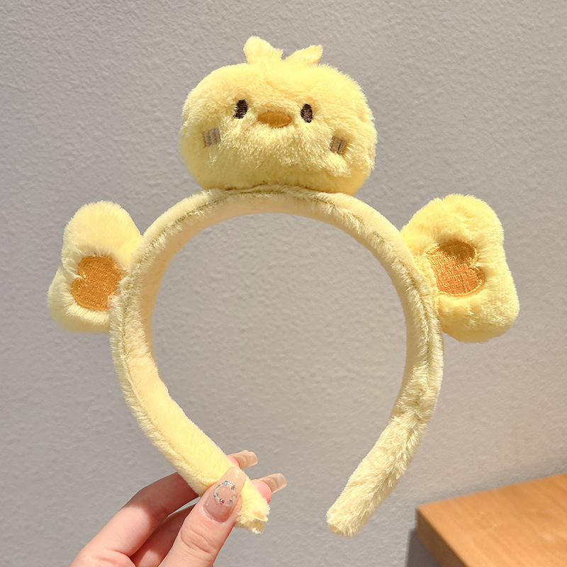 Otoño y invierno peluche bandeja de cabello lavado de la cara aplicación máscara especial de prensado bandeja de cabello paquete de cabello pato amarillo dibujos animados toque de cabello agujero de cabello