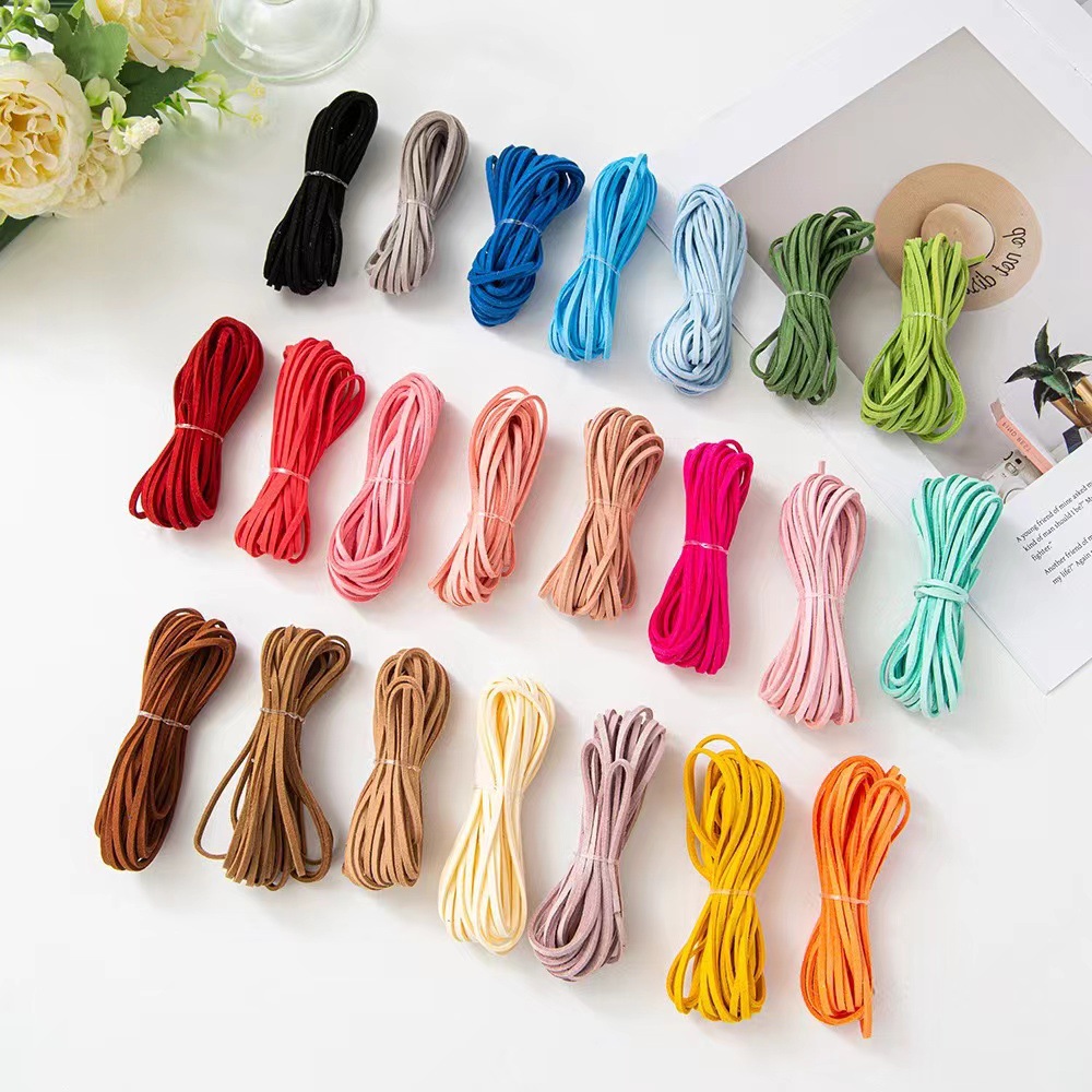 South Korea suede small roll deerskin velvet cowhide rope 3mm wide decorative handmade diy woven rope material leather velvet rope