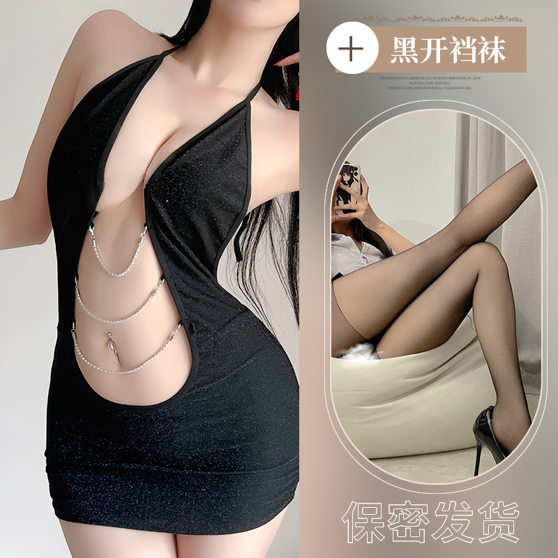 블랙 블랙 오픈 크로 치 양말