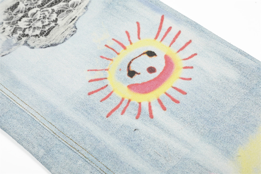 Men's Tie-Dye Gradient Jeans - High Street Vibe, Loose Fit, Wide Leg, Straight Cut, Distressed Wash, Casual Streetwear For Men ( Blue, S-XL)​_mkmklike.com