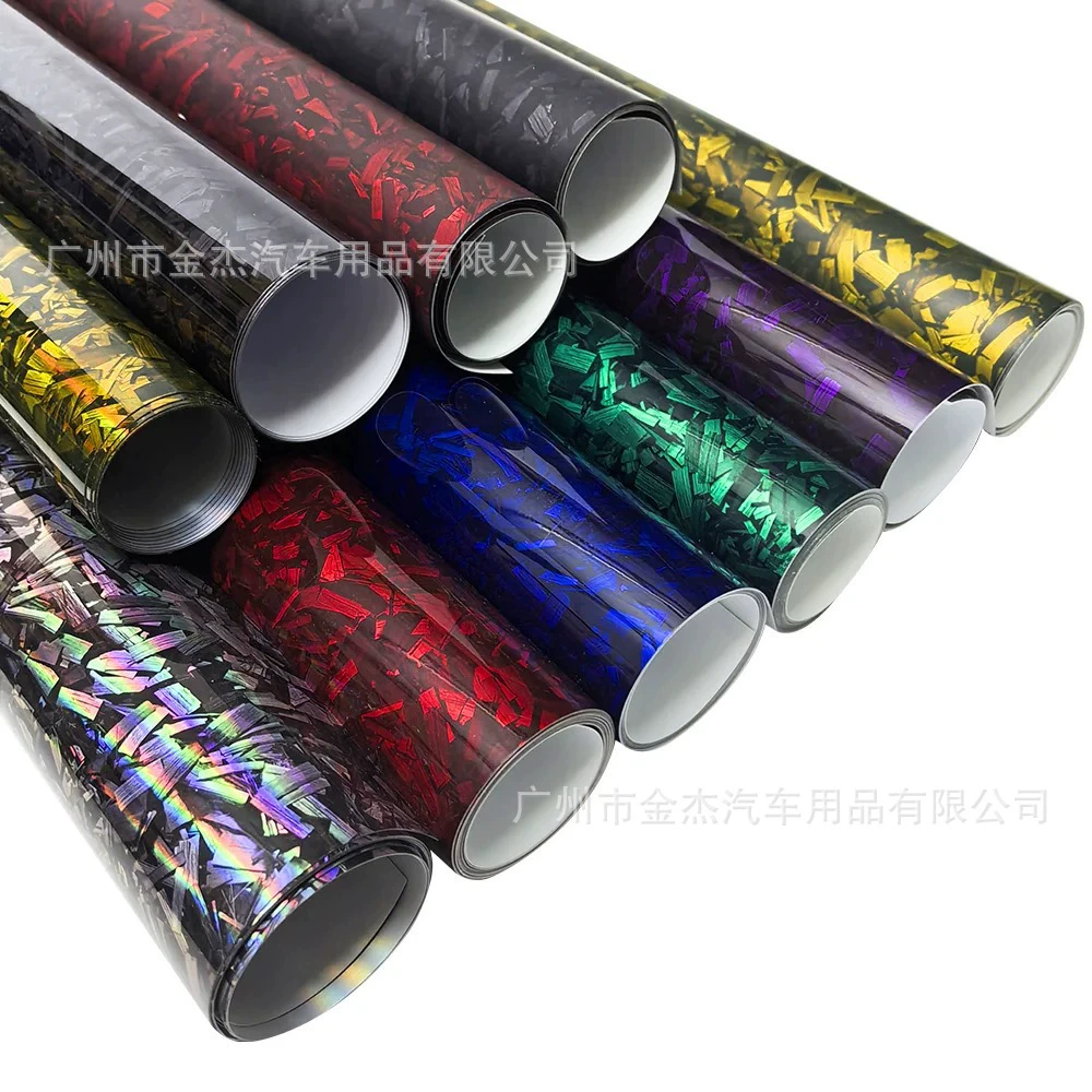 Трансграничные самоклеящиеся пленки из кованого карбона PET с эффектом изменения цвета, глянцевые и матовые, с цветочным узором, черные, для полной оклейки автомобиля и зеркал заднего вида