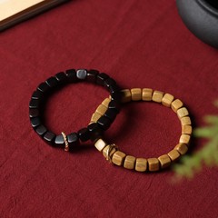 Green Sandalwood Sandalwood Single Strand 8mm Bracelet Sugar Cube Matching Heaven and Earth Ring Green Sandalwood Unisex Bracelet Chinese Craftsmanship Bead Stringing