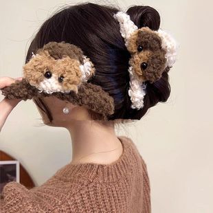 Curly Cute Puppy Grab Clip ~ Autumn and Winter Plush Hairpin Women's Back of Head 2024 New High-end Large Shark Clip