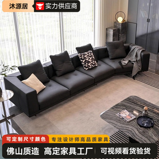 意式极简迪兰沙发大平层客厅小户型直排头层牛皮转角异形真皮沙发-阿里巴巴