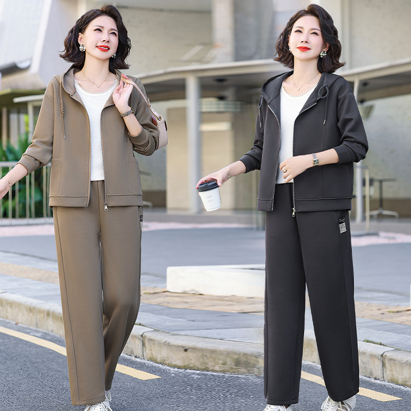 妈妈秋装新款运动套装40岁50中老年女春秋休闲两件套长袖上衣外套|undefined