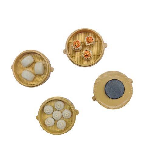 高货新品大食玩蒸笼食物创意DIY立体树脂冰箱贴混批发