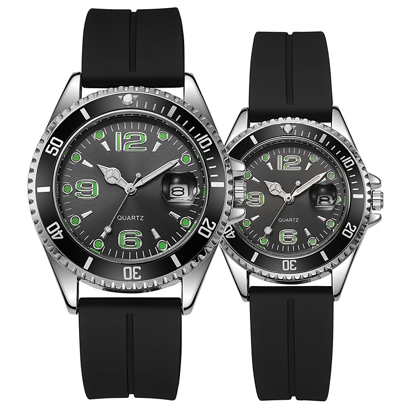 Pareja transfronteriza Moda Deportes Agua verde Fantasma Reloj de cuarzo Ocio Silicona Estudiante Reloj de cuarzo Vida impermeable