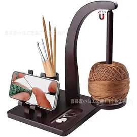跨境木质可旋转线轴架高性能磁性手工编织工具桌面纱线毛线整理架
