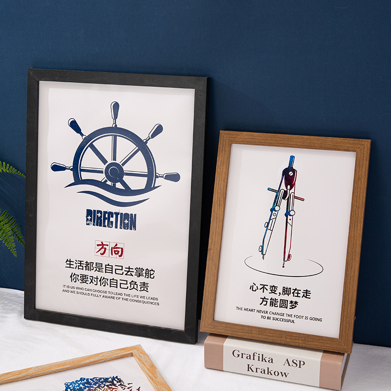 Large-size wooden photo frame wholesale wall-mounted 8k4k photo wall calligraphy rectangular picture frame simple picture frame mounting