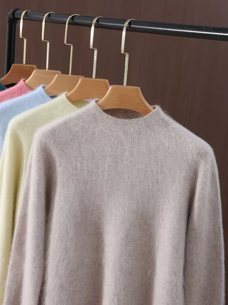 Cross-Border Autumn and Winter New Mink Velvet Women's Pullover Half Turtleneck Warm Knitted Bottoming Shirt Cashmere Sweater Top Wholesale