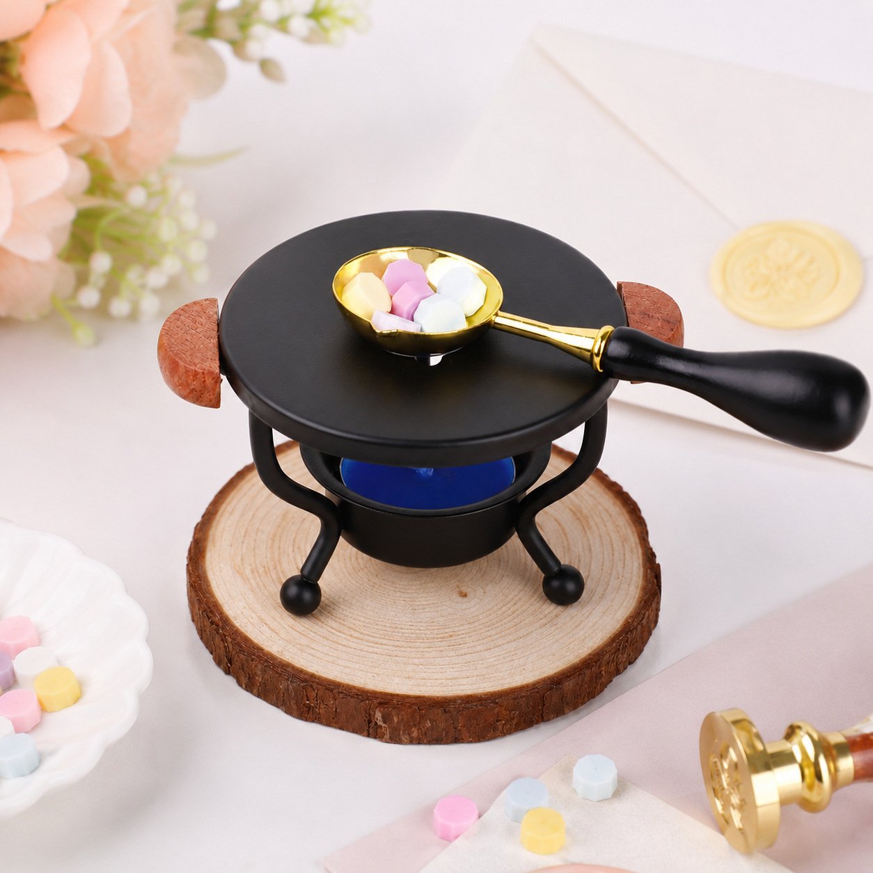 Venta directa de fábrica de sellos de cera, horno para derretir cera, juego completo de accesorios, cera para sellos, cabezal de sello de cera grabado en 3D
