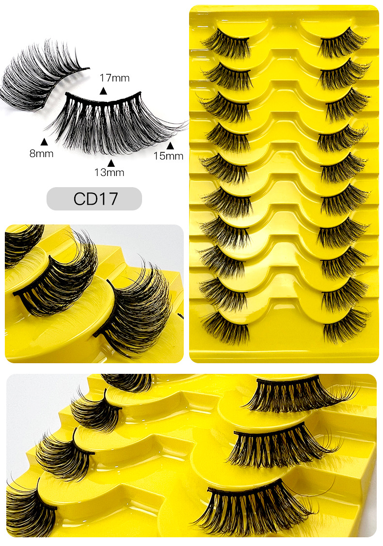 European and American cross border hot selling 10 pairs of chemical fiber half eye false eyelashes natural simulation thick curled eyelashes wholesale_voghion.com