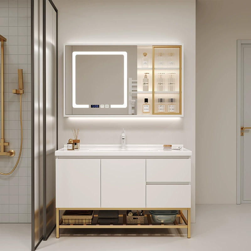 Керамический встроенный шкаф для ванной комнаты в кремовом стиле из цельного дерева, комбинированный шкаф для раковины в ванной комнате, умывальник для ванной комнаты, умывальник для рук