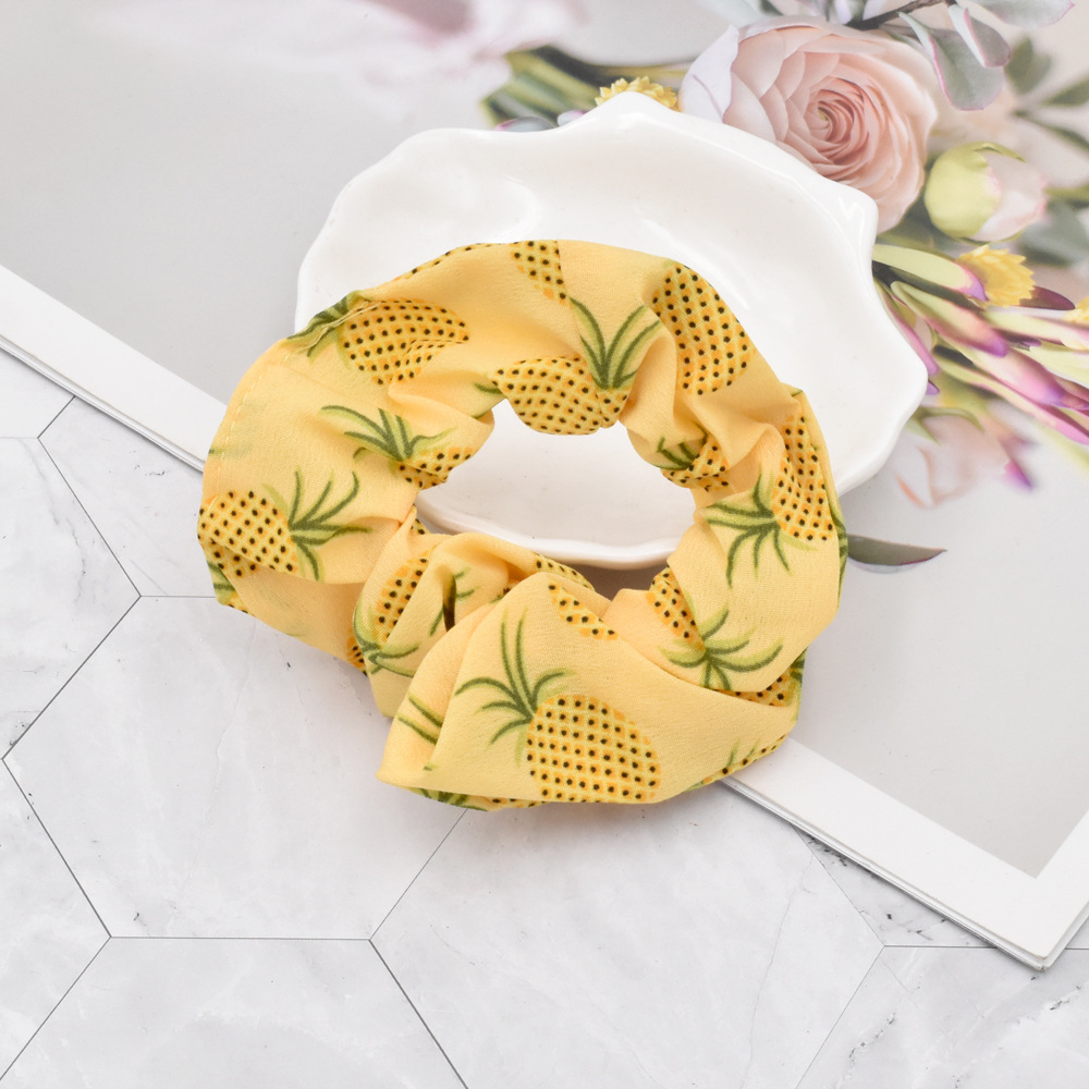 Retro Pineapple Fruit Fabric Printed Hair Rope display picture 3