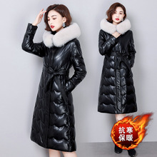 海宁真皮皮衣女式中长款2025冬绵羊皮妈妈装加厚皮羽绒服大码外套