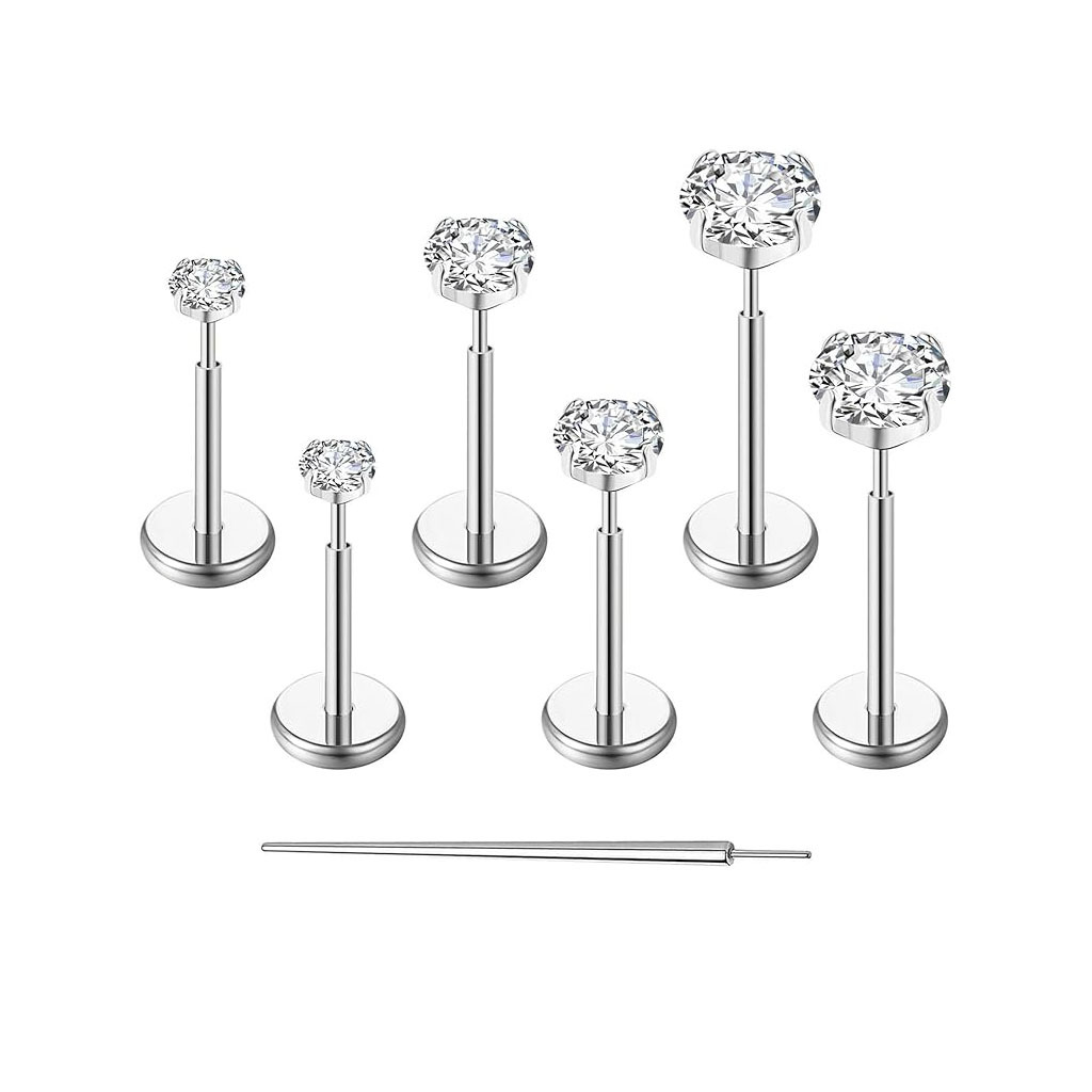 Titanium Nose Stud With Zirconia Internal Thread Pin Earring_voghion.com