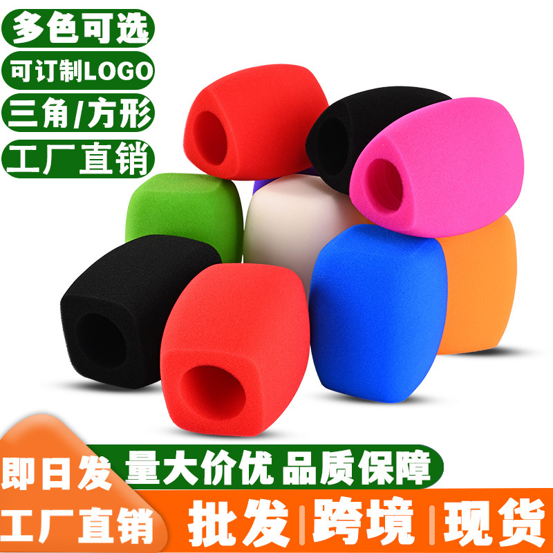 Microphone stand logo direct sale for TV station news media reporter interview microphone triangular foam cover logo mic cover Microphone stand logo direct sale for TV station news media reporter interview microphone triangular foam cover logo mic cover