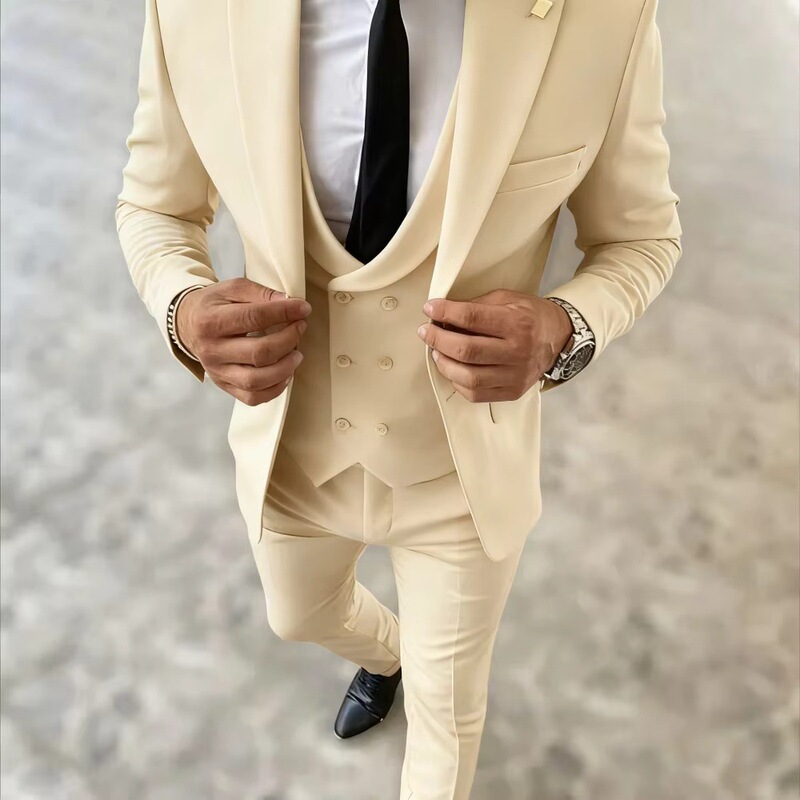 European and American Foreign Trade Amazon Aliexpress New High-End Solid Color Men's Three-Piece Suit Business Casual Suit European and American Foreign Trade Amazon Aliexpress New High-End Solid Color Men's Three-Piece Suit Business Casual Suit