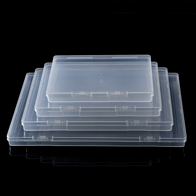 Cross-border PP flat box transparent plastic storage box puzzle brush storage box desktop file bill organizing box wholesale