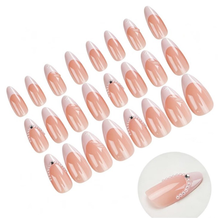 Rose gold metallic wavy long press-on nails, minimalist and luxurious, directly from the manufacturer