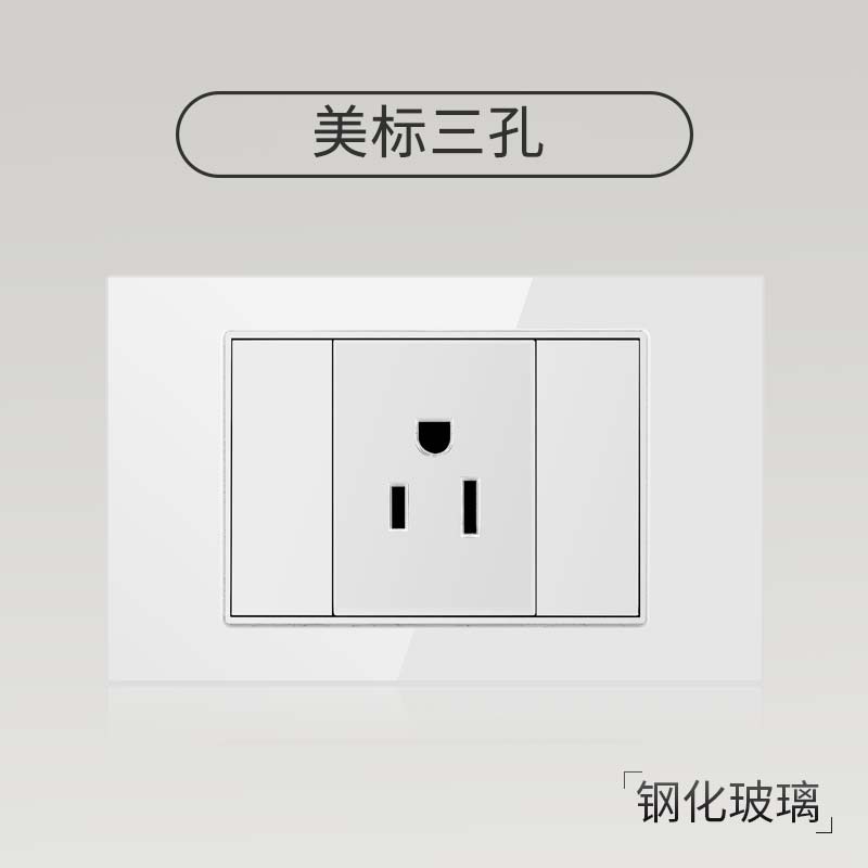Taiwán 110V estándar americano USB blanco vidrio templado interruptor socket 118 Tipo de pared panel fábrica al por mayor
