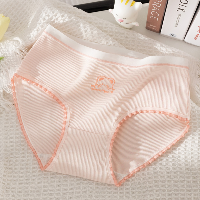 Ropa interior de algodón Niña antibacteriano entrepierna transpirable escritos lindos japoneses pantalones cortos cabeza Mediados de cintura sin costuras ropa interior de niña verano