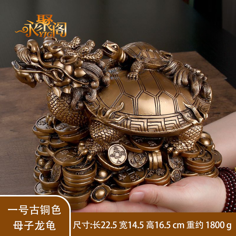 Figura decorativa dragón-tortuga feng shui