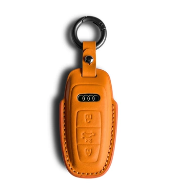 Genuine Leather A4L A7L | Car key bag - audi-d-model-fragrant-orange-set-round-buckle