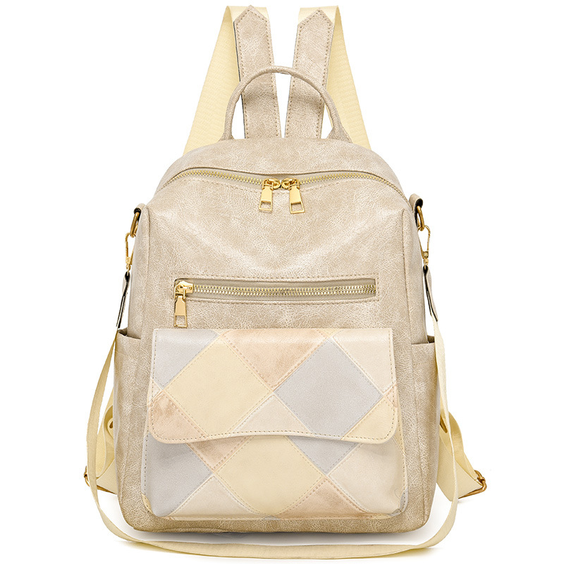Transfronterizo nuevo estilo coreano mochila de gran capacidad para mujer PU mochila de cuero suave moda rombo mochila de viaje multifuncional