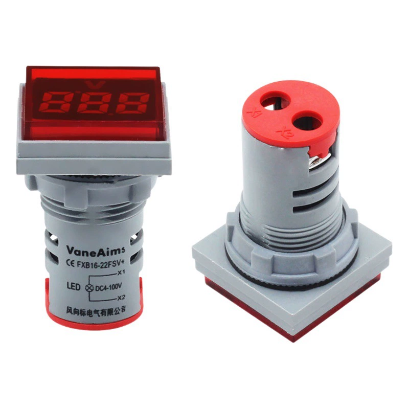 Цифр-индикатор переменного тока AC24-500V квадратный малый индикатор напряжения сигнальная лампа