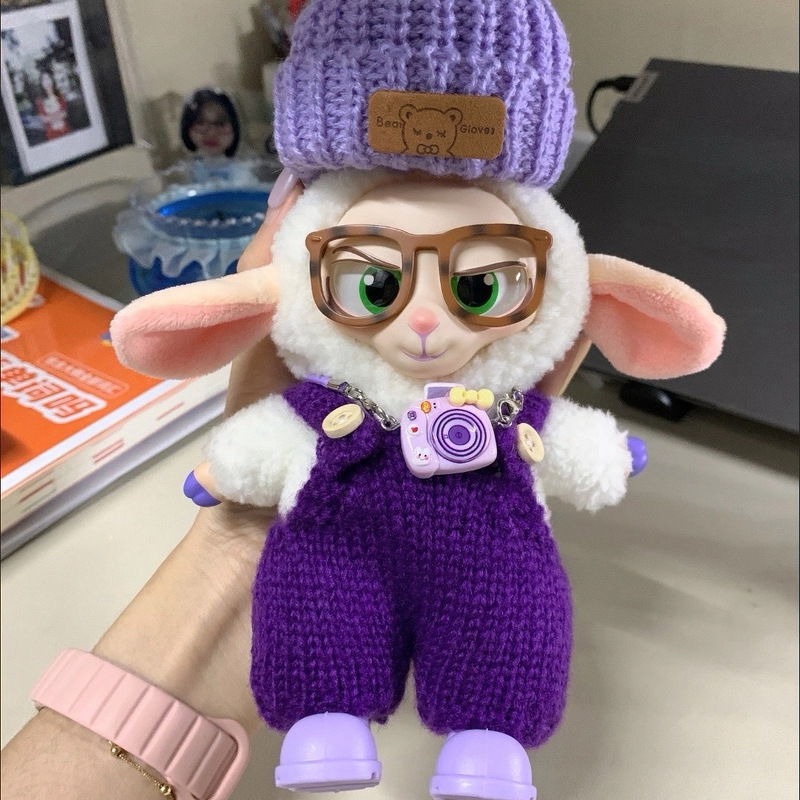 Zootopia 2 Doll Clothes Miniso Mayor Sheep Purple Sweater Overalls 15-17cm Doll Clothes Wholesale