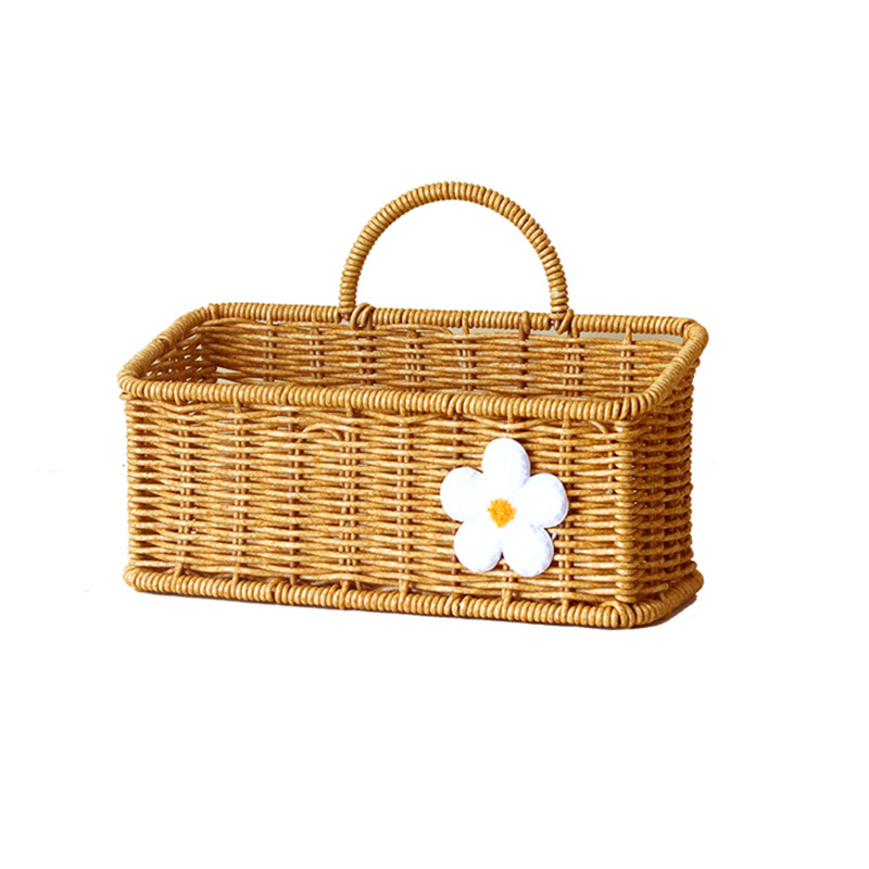 Cocina cesta de almacenamiento de jengibre y ajo imitación ratán tejido jengibre ajo cebolla huevo caja de almacenamiento ratán tejido colgante de pared cesta de flores portátil