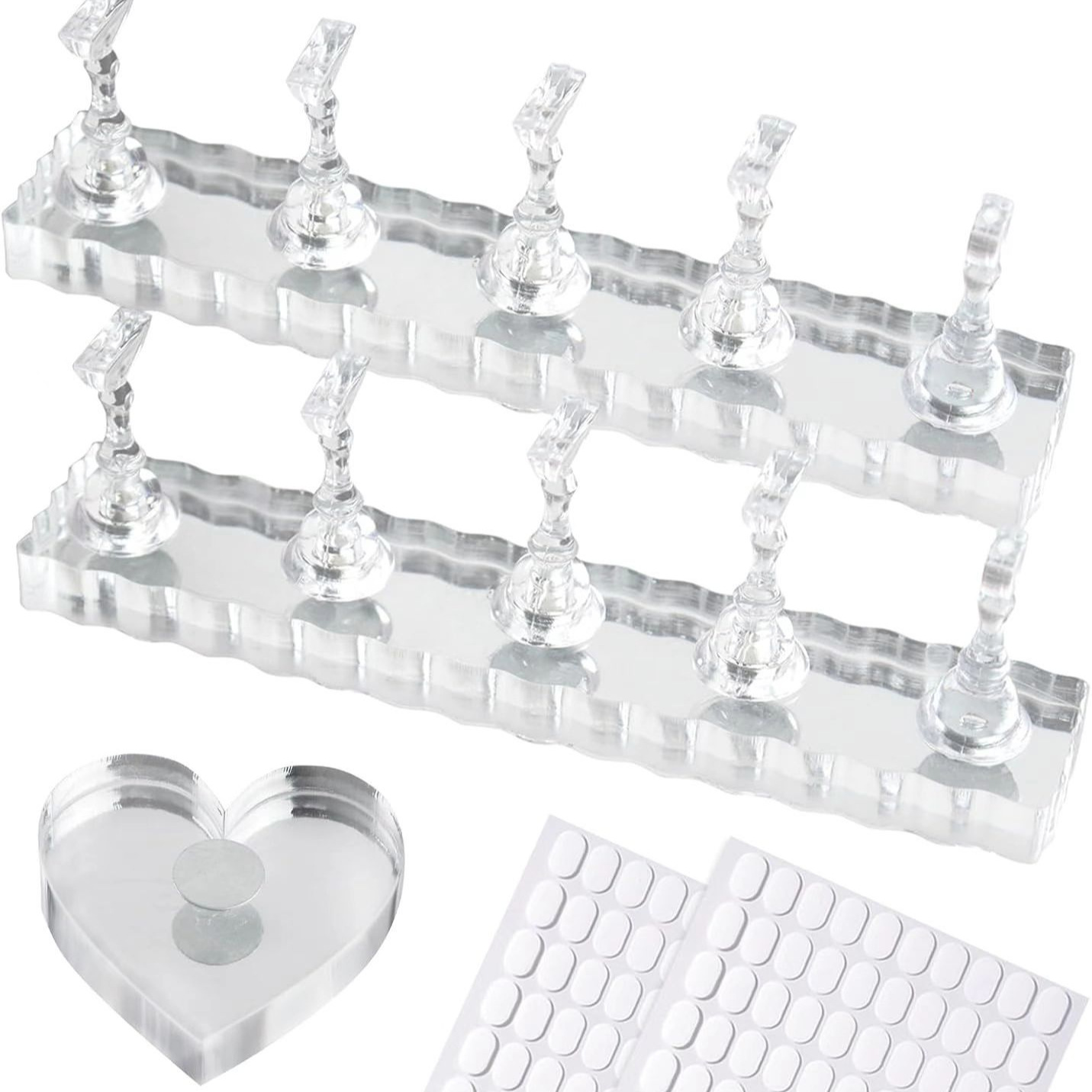 Nail Art Tool Beginner Set Acrylic Nail Tips Teaching Handmade Wearable Nails Practice Transparent Heart-Shaped Nail Tips