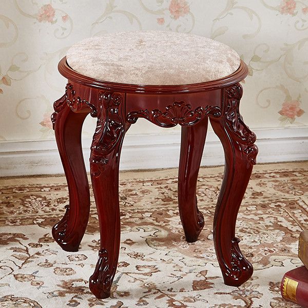 Guzheng Piano Stool Single European Style Dressing Table Stool American Makeup Chair Chinese Classical Household Small Square Stool Round Stool