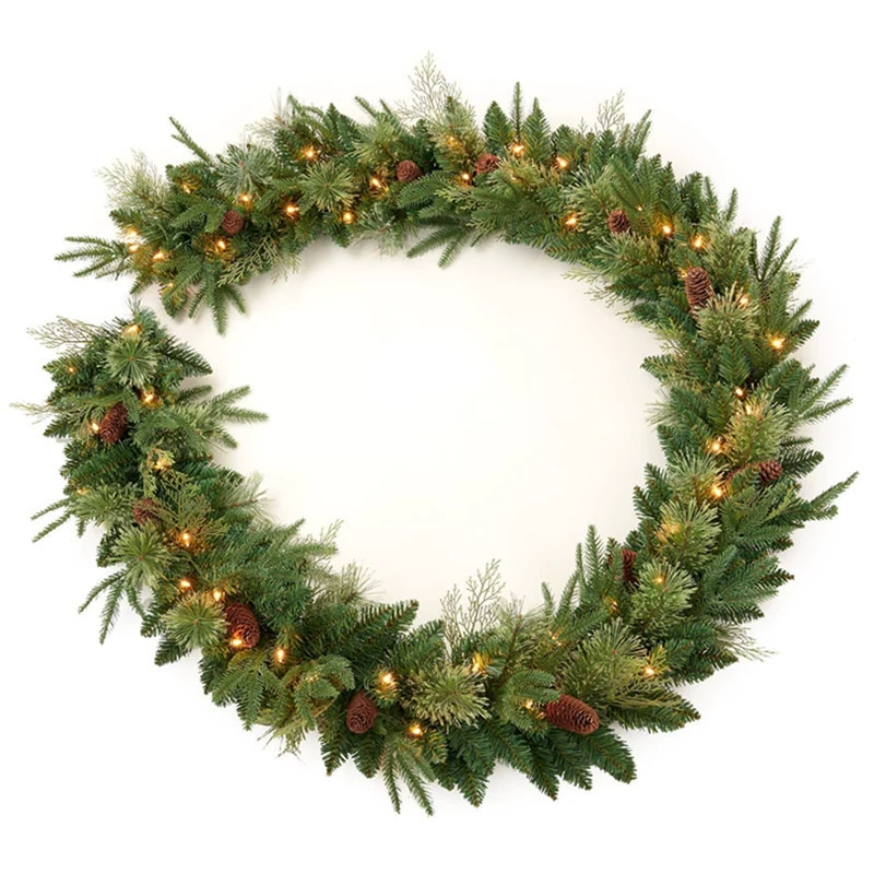 Factory Direct Sale PE PVC Pine Needle Mixed Ivy Vine with Lights Christmas Vine for Christmas Decorations