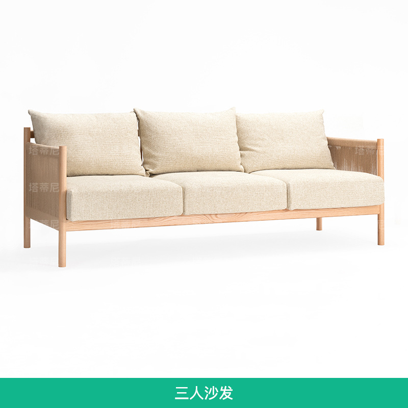 Nordic outdoor caña casual sofá villa patio jardín balcón casual anticorrosión madera maciza caña combinación de silla