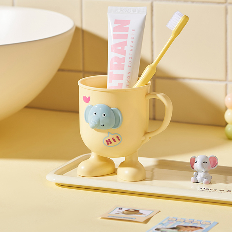 Childrens Plastic Elephant Toothbrushing Cup For Bathroom_voghion.com