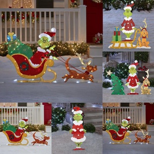 Christmas acrylic strange greengqi green fur strange snow pry outdoor courtyard ground plug garden card decoration