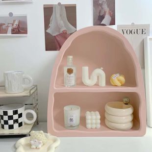 Modern Simple Cave Wall Cabinet Ins Style Arched Hanging Storage Rack Living Room White Desktop Cosmetics Storage Cabinet