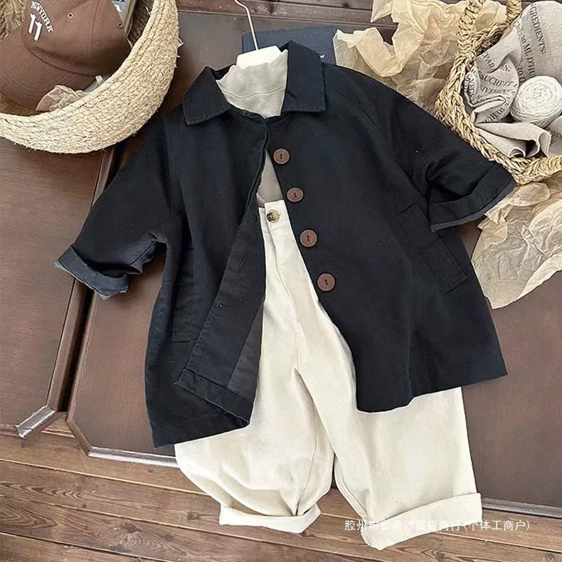 Trench coat for boys, children's breathable jacket, British style