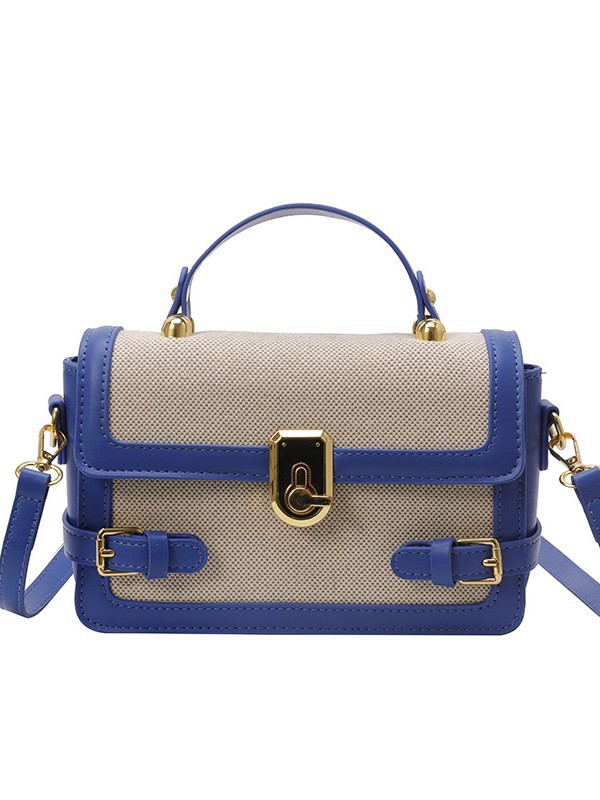 La nueva moda del sudeste asiático, el nuevo color de contraste de lino, el pequeño bolso cuadrado portátil, el bolso de mensajero de alta calidad transfronterizo para mujer