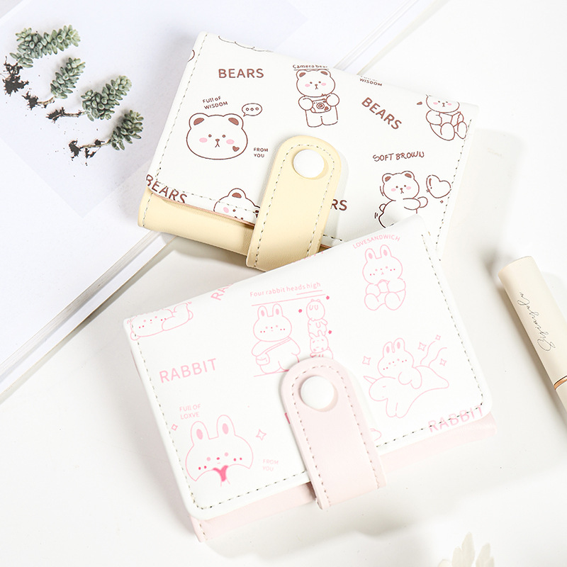 Cartera de mujer coreana Cartera de niña Cartera corta de múltiples tarjetas de dibujos animados lindo Cartera de billetera al por mayor