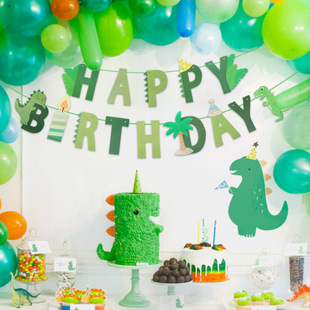 Dinosaur Theme Birthday Flag Background Decoration Jurassic Children's Birthday Party Photo Props Arrangement