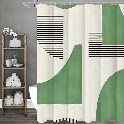 TEMU Cross-border E-commerce Customizable Photo Creative Geometric Color-blocked Striped Shower Curtain for the USA, Europe, and North America