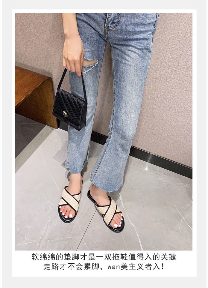 Dép sandal nữ quai chéo mũi tròn hở ngón đế dày phối màu, đế cao 3 cm — Màu Mơ (Dép lê), Màu Mơ (dép), Màu nâu (dép), Màu đen (dép) chi tiết 18