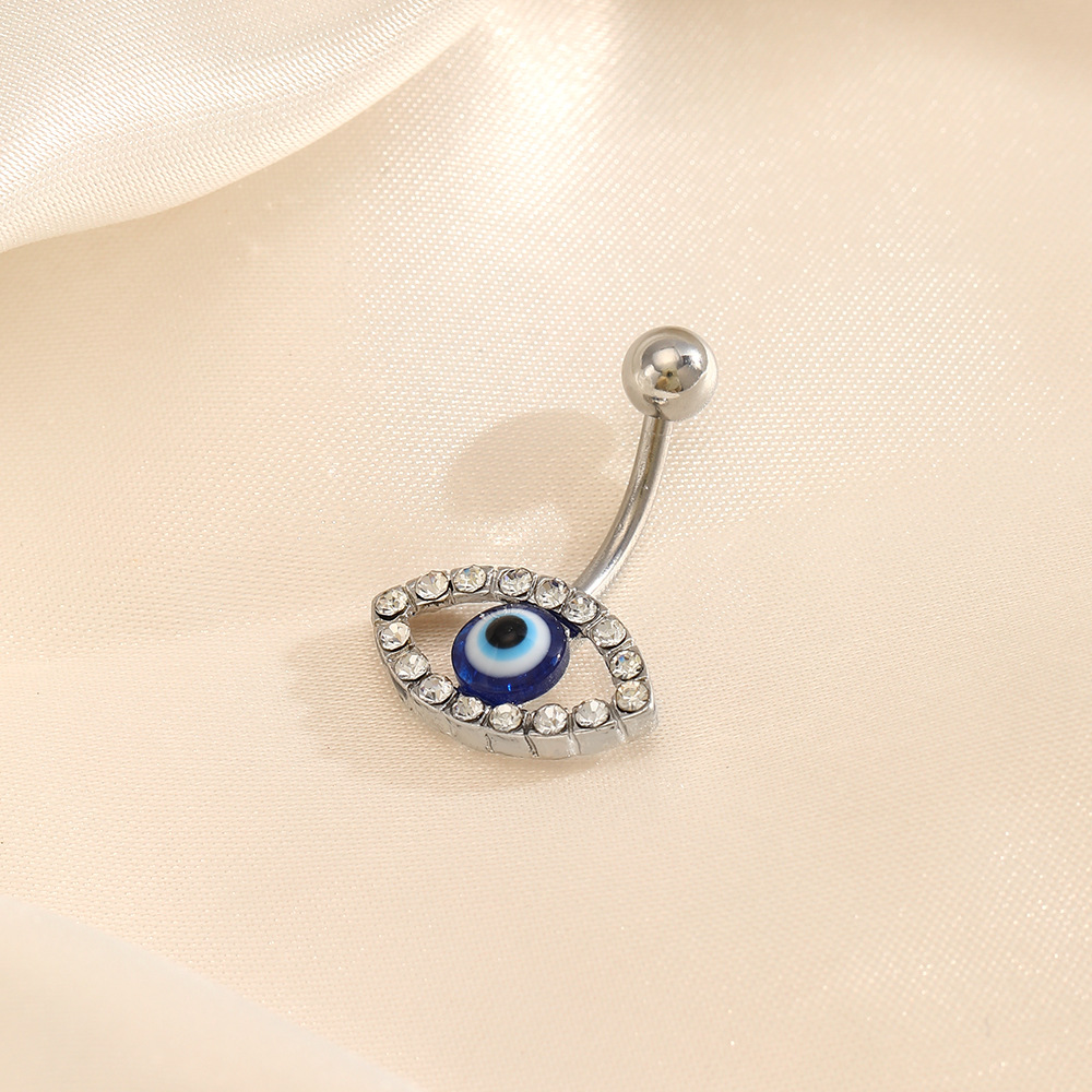 Ojo del diablo de acero inoxidable ombligo uñas estilo étnico europeo y americano popular diamante incrustado punción joyería femenina fábrica en stock al por mayor